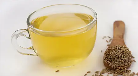 Jeera Water:  Boiled cumin water reduces gas naturally.